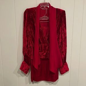 Vintage Red Velvet Top + Scarf and Skirt/Liner